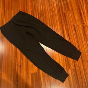 MONROW Black Jogger Pants Waffle Knit Ribbed Cuff Pockets Active Casual Large
